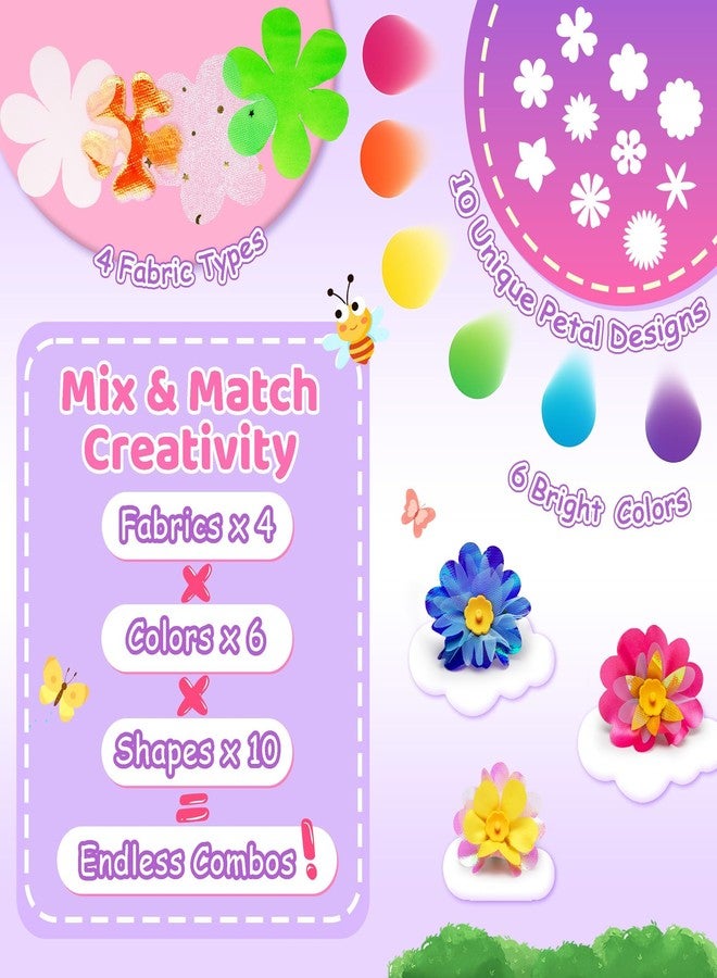 كيديتوس مجموعة ألعاب باقات الزهور القماشية من كيديتوس، ألعاب يدوية للأطفال - لعبة صنع الزهور، اصنعي باقة زهورك بنفسك، هدية عيد ميلاد فنية وحرفية للفتيات الصغيرات من عمر 3 سنوات فما فوق، نشاط تعليمي - Image 4